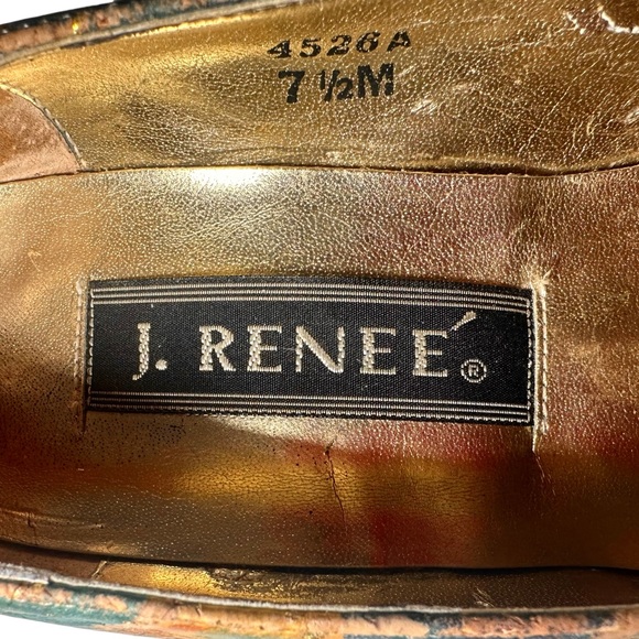 J. Reneé Heels 7.5 Cork Watercolor w/ Gold Flakes - Picture 9 of 11